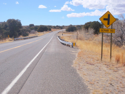 Back view on Hwy 90 to Separ Road.